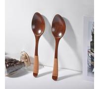 Natural Wooden Spoon Set of 2 for Coffee Tea Soup Stirring Kitchen Cooking Utensil with Extended Handle for Home Use