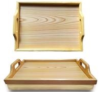 Natural Wooden Theme Lap Tray With Cushion Bean Bag Wood Design With Carrying Handles, Breakfast, Dinner, Laptop, TV, Food, Compact Lightweight, Easy Serving Tray