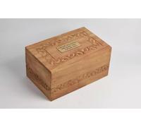 Natural Wooden Urn for Cremation Ashes Large Adult Memorial Casket with Secure Screw Lid Handcrafted Funeral Burial Container Elegant Finish (Wood, Wood, W2000-Plaque)