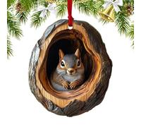 Natural Woodlands 2D Cute Christmas Acrylic Pendant Animal Ornaments - Squirrel & More Animal Hanging Decor for Tree