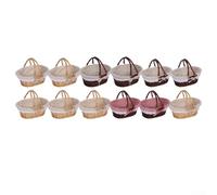 Natural Woven Basket With Handle For Organizing Kitchen Essentials Handcrafted From Wicker With Soft Linen Interior Lining For Daily Use Durability(Pure color-L)