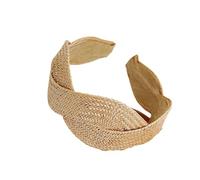Natural Woven Straw Hairband Adjustable Elastic Band Unisex Design for Daily Wear Travel Vacations Braided Design Wide Headband