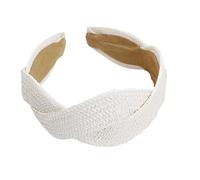 Natural Woven Straw Hairband Adjustable Elastic Band Unisex Design for Daily Wear Travel Vacations Braided Design Wide Headband