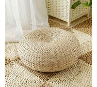 Natural Woven Straw Pouf Cushion - Knitted Round Seat for Yoga & Home Decor - Comfortable Chair Cushion for Outdoor Garden & Patio Use