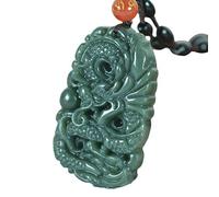 Natural Xinjiang Hetian Sapphire Pendant Men's Dragon Jade Necklace