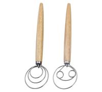 Natural Yeast Bread Whisk - 2 Piece Stainless Steel Dough Whisk with Wooden Handle | Kitchen Whisk for Bread, Pizza Dough, Cake Mixer, DIY Tools