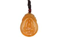 Natural Yellow Chinese Jade Buddhism Pendant Agate Chalcedony Necklace Fashion Charm Jewellery Carved Amulet Gifts for Women Men