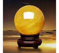 Natural Yellow Citrine Crystal Sphere Ball Crystals Stone with Stand Crystal Tabletop Sculpture Ornaments Implication Wealth and Success,Yellow Crystal ball-6cm