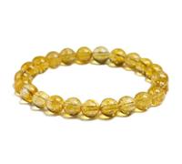 Natural Yellow Citrine Stone 6mm 8mm 10mm Beads Bracelet Handmade Quartz Jewelry for Woman Men Unisex Stretch Bangle Gift(17cm 6.7inch,Beads 8mm)