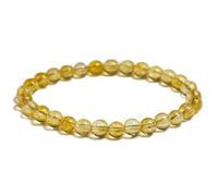 Natural Yellow Citrine Stone 6mm 8mm 10mm Beads Bracelet Handmade Quartz Jewelry for Woman Men Unisex Stretch Bangle Gift(21cm 8.3inch,Beads 6mm)