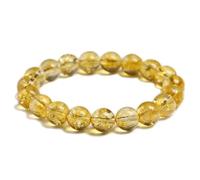Natural Yellow Citrine Stone 6mm 8mm 10mm Beads Bracelet Handmade Quartz Jewelry for Woman Men Unisex Stretch Bangle Gift(22cm 8.6inch,Beads 10mm)