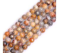 Natural Yellow Crazy Lace Agate Gemstone Semi Precious Round 6mm Loose Beads for Jewellery Making DIY Bracelet Necklace Crafts 15''