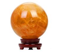 Natural Yellow Crystal Ball Ornaments, raw Stone Polished Iceland Spar Ball, Calcite Ball Yellow Crystal Ball Ornaments,100mm