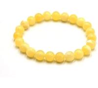 Natural Yellow Jade - 8mm Plain Round Beads, Crystal for Men & Women, Natural Stone Beaded Stretch for Positive Energy & Balance (6.5 Inch)