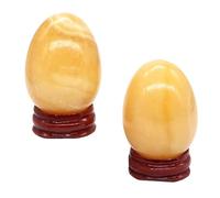 Natural Yellow Jade Egg Ball Shaped， Hand Polished Ornament Craft Home Room Decoration Gift ,35x50mm