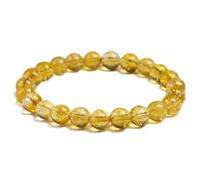 Natural Yellow Stone 6mm 8mm 10mm Beads Bracelet Handmade Quartz Jewelry for Woman Men Unisex Stretch Bangle Gift(18cm 7.0inch,Beads 8mm)