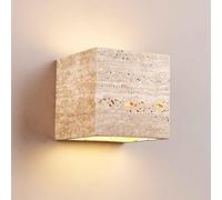 Natural Yellow Travertine Outdoor Wall Light, 9W Wall-Mounted LED Light Source Wall Lamp, Retro Home Staise Entrance Corridor Wall Sconce, Courtyard B&B Villa Garden Outdoor Decorative Lamp (A)