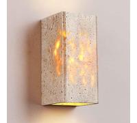 Natural Yellow Travertine Outdoor Wall Light, 9W Wall-Mounted LED Light Source Wall Lamp, Retro Home Staise Entrance Corridor Wall Sconce, Courtyard B&B Villa Garden Outdoor Decorative Lamp (B)