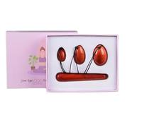 Natural Yoni Egg Women Kegel Exercise Red Jasper Stone Egg Muscle Tightening Smooth Jade Massage Ball,Whole Set with Box ,4 Sizes