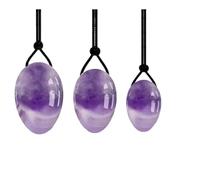 Natural Yoni Jade Egg Female Kegel Exercise Muscle Tightening Kegel Ball with Holes On The Thick Side,Amethyst