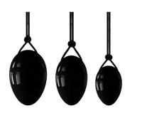 Natural Yoni Jade Egg Female Kegel Exercise Muscle Tightening Kegel Ball with Holes On The Thick Side,Obsidian