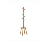(NaturalBeige) Coat Rack Stand, Free Standing Hall Tree with 8 Hooks and Storage Shelf, 175.8 cm Tall, for Coats, Hats