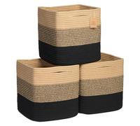 NaturalCozy Cube Storage Baskets 11" (3-Tone Black & Tan)