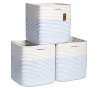 NaturalCozy Storage Cubes 11 Inch Cotton Rope Woven Baskets for Organizing, 3-Pack | Cube Storage Bin | Square Storage Baskets for Shelves Organizer, Classroom, Kids Toy Bins, Closet, Baby Nursery