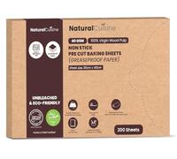 NaturalCuisine Unbleached Parchment Paper Sheets - 200 Pre-Cut Sheets (40x30cm) - Jumbo Size Greaseproof Non-Stick Baking Paper - 40gsm Double-Sided Silicone - Kosher & Halal - Eco-Friendly & Oven Saf