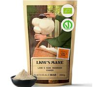 NaturaleBio Lions Mane Powder 200g. 100% Organic. Vegan, Gluten-Free, Non-GMO Mushroom. Rich in Bioactive Compounds. Helps Cognitive Function, Gut Health and Immune Support. Easy to Consume