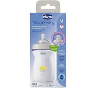 Chicco Natural Feeling Anti-Colic Baby Bottle 6+ Months 330 ml, Baby Bottle with Soft and Flexible Silicone Teat, Suitable for Breastfeeding, Colour Transparent