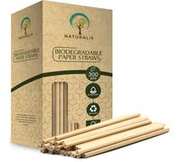 Naturalik 300-Pack White Paper Straws Biodegradable Dye-Free - Premium Extra Strong 4 Layer Paper Straws-Drinking Straws for Juices, Shakes, Smoothies, Restaurants and Party Decorations (300pcs)