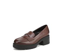 Naturalizer Women's Lumos Platform Loafers | Brown Croco Leather Block Heel Loafers with Contour+ Comfort Technology | Elevated Everyday Loafers with EVA Lug Sole | Wide Fit | UK 5
