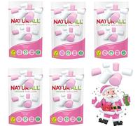 Naturall Veggie Mallows & Sour Fruit Mix - Soft & Fluffy Vanilla Marshmallows + Fizzy Sugar-Coated Sweets with Soft Filling - Festive Candy Treats (5 x Pouch, Veggie Mallows)