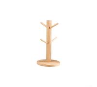 Naturally Crafted Wood Mug Rack Designed as a Tree Featuring Six Convenient Storage Hooks (circle)