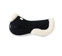 Naturally Equestrians Saddle Pad Lambskin Half Pad Sheepskin Saddle Pad Clear Spine Fully Lined Merino Wool Dressage Jumping Half Pads for Horses High Withers Spine Free (Natural & Black, Medium)