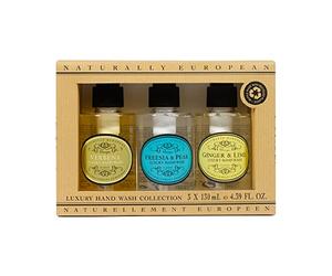 Naturally European Luxury Hand Wash Gift Set - Freesia & Pear, Verbena, Ginger & Lime 3 x 130ml