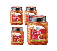 Naturally Fermented Kimchi - Pre-Sliced Napa Cabbage from Korea, Gut-Healthy & Korean-Style, Gluten-Free (1.5kg, Pack of 4)