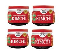 Naturally Fermented Kimchi, Sliced Korean Napa Cabbage. Gut-Healthy & Delicious Korean-Style, Vegan & Gluten-Free (330g, Pack of 4)