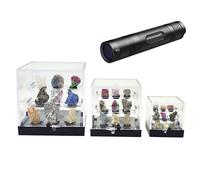 Naturally Fluorescent Mineral Specimens Set with UV365 Light - 9 Rare Glowing Stones Under UV for Collectors and Geology Enthusiasts - Real Mineral Samples - Educational & Display Rock Collection (M)