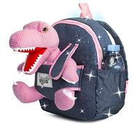 Naturally KIDS Medium Pink Dinosaur Backpack, Dinosaur Toys for Girls, Toddler Backpack, 3-5 Year Old Girl Gifts