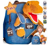 Naturally KIDS Toddler Backpack w Dinosaur Toys for Kids 2-4, 2 Year Old Boy Gift, 3 Year Old Boy Gift Girl, Toddler Dinosaur Toy