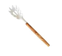 Naturally Med Silicone Spaghetti Server (White) with Olive Wood Handle