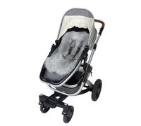 Naturally Sheepskins Deluxe Midi Wool Pram Liner - (69x44cm) 100% Natural & Genuine Sheepskin Shorn with Natural Leather Backing for Strollers & Pushcars (Grey)