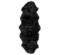 Naturally Sheepskins Double Long Wool Rug 180x55cm New Zealand Sheepskin Wool - Soft, Luxurious & Plush Rug for Living Room, Bedroom & Home Decor - Oeko-Tex® certified (Black)
