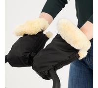 Naturally Sheepskins Handmuffs Weatherproof Fleece Lined with Merino Lambskin Cuff (Black)
