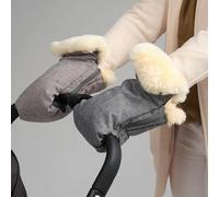 Naturally Sheepskins Handmuffs Weatherproof Fleece Lined with Merino Lambskin Cuff (Linear Charcoal)