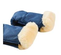 Naturally Sheepskins Handmuffs Weatherproof Fleece Lined with Merino Lambskin Cuff (Linear Navy)