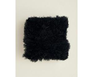 Naturally Sheepskins Large Mongolian Sheepskin Cushion - 50cm - Black - Cover Only