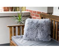 Naturally Sheepskins Mongolian Cushion Cover - 40x40cm Genuine Sheepskin Fur Decorative Pillow Case with Cotton Backing & Zipper Closure (Grey)